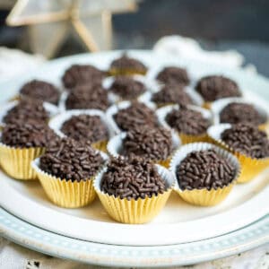 platter of chocolate truffles.