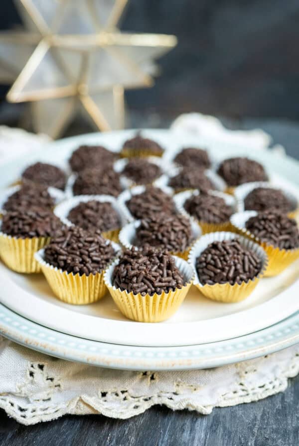 platter of chocolate truffles.