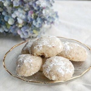 wedding cookies on plate.