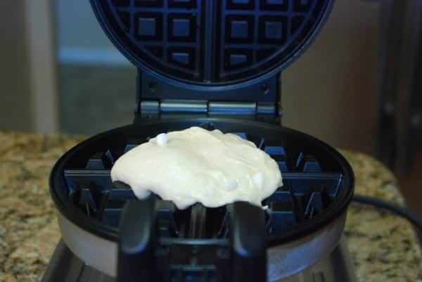 waffle batter inside waffle iron