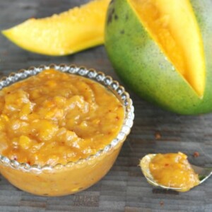 mango chutney in bowl.