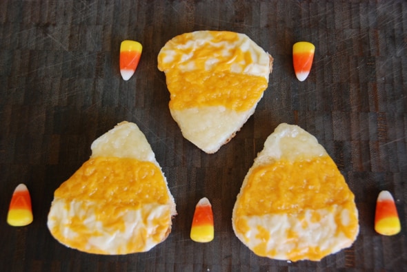 candy corn shaped cheese toast.
