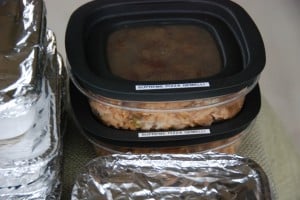 leftovers stored in container.