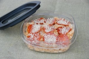 pizza pasta in container.
