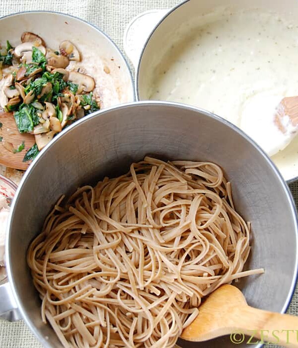 Spinach and Mushroom Linguine