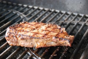 steak on grill.