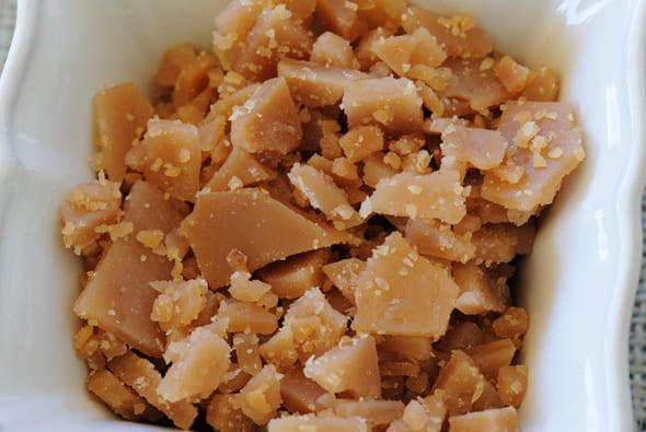 bowl of homemade toffee bits
