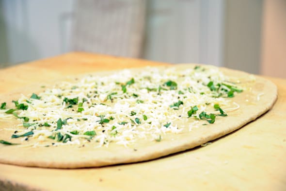 French Bread with Gruyere Cheese and Fresh Basil