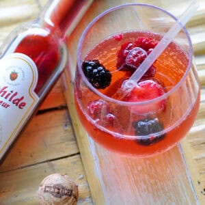 Chambord and Champagne Cocktail.