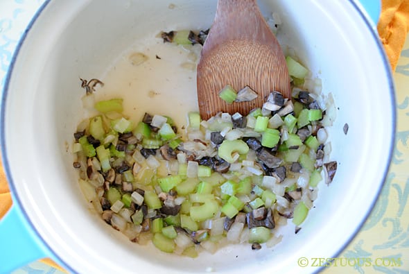 pot with sautéed veggies