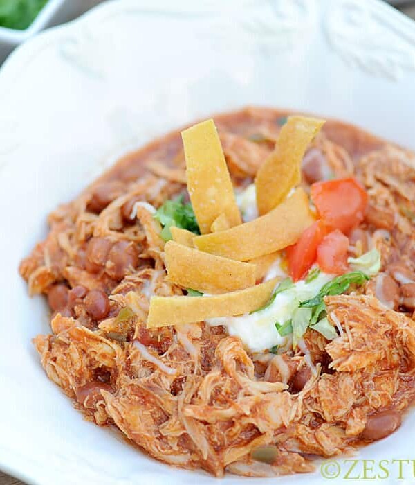 close up bowl of Chicken Chili