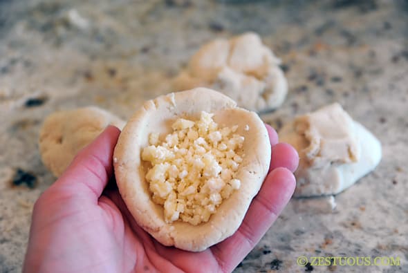 pupusa dough with queso cheese filling
