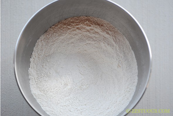 picture of mixing bowl with dry ingredients inside