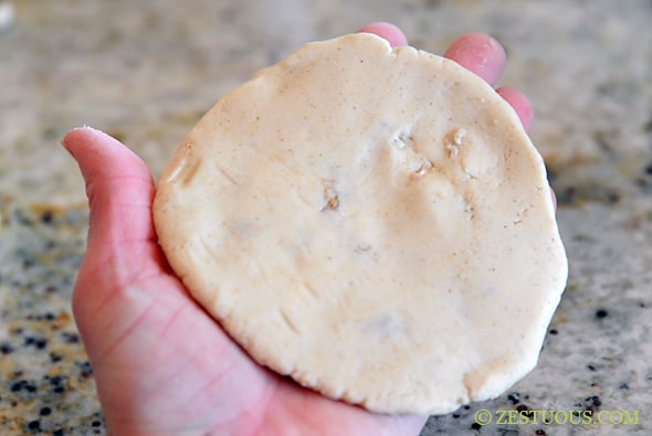 flattened pupusa dough