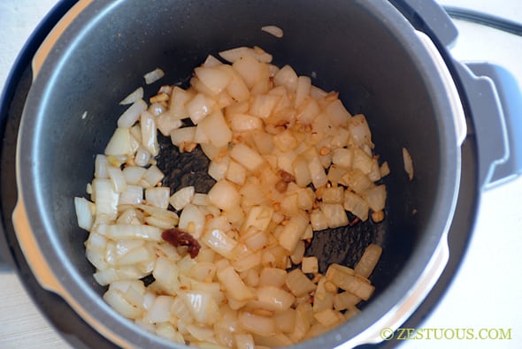 crockpot with sautéed onions inside