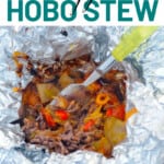 fork inside opened pouch of hobo stew.