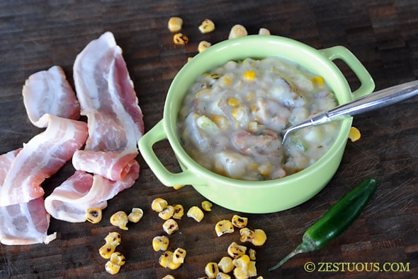 Bacon Corn Chowder from Zestuous