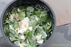 Triple Cheese Slow Cooker Spinach Artichoke Chicken Dip from Zestuous