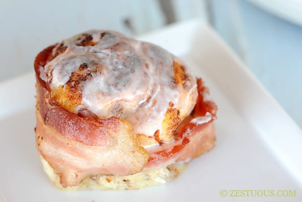 Bacon Wrapped Cinnamon Rolls from Zestuous