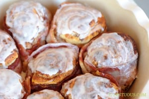 Bacon Wrapped Cinnamon Rolls from Zestuous