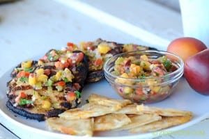 Green Chile Peach Pork Chops from Zestuous