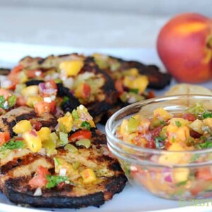 Green Chile Peach Pork Chops from Zestuous