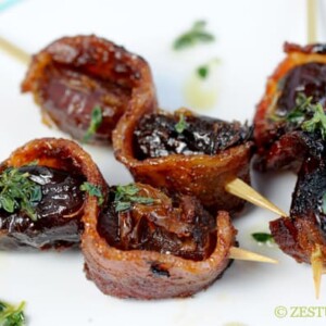 Ancho Pineapple Bacon Wrapped Dates from Zestuous
