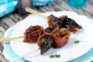 Ancho Pineapple Bacon Wrapped Dates from Zestuous