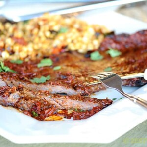 Chipotle Skirt Steak with Roasted Corn Relish from Zestuous