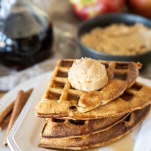 Apple waffles with cinnamon butter.