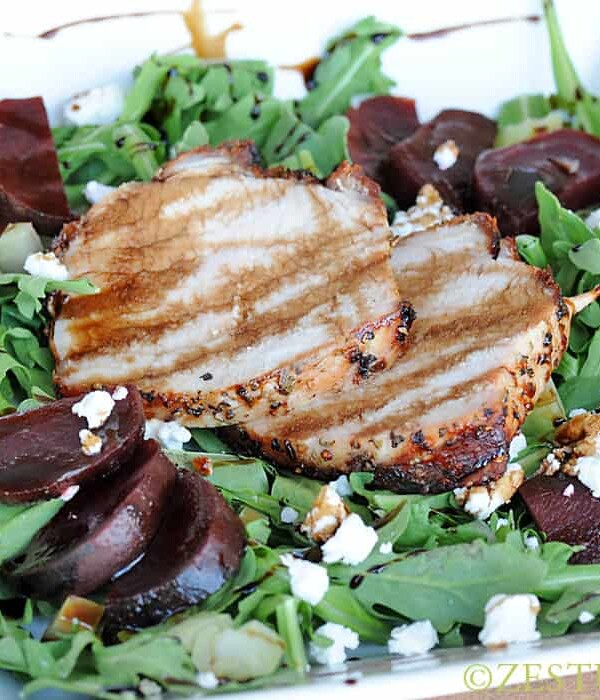 Grilled Garlic-Pear Pork Loin Salad