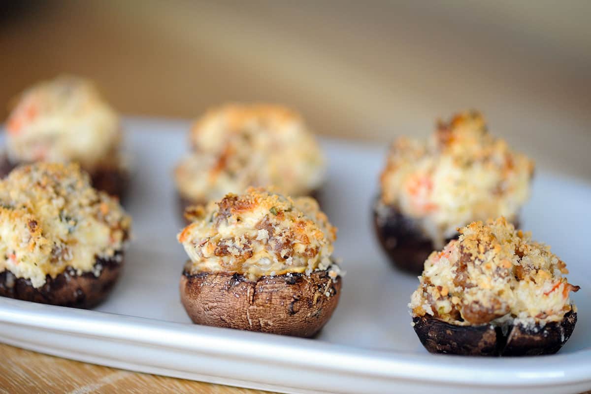Stuffed mushrooms on a plate.