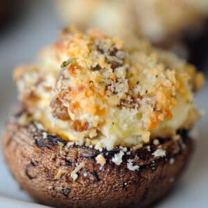 Close up of stuffed mushroom.