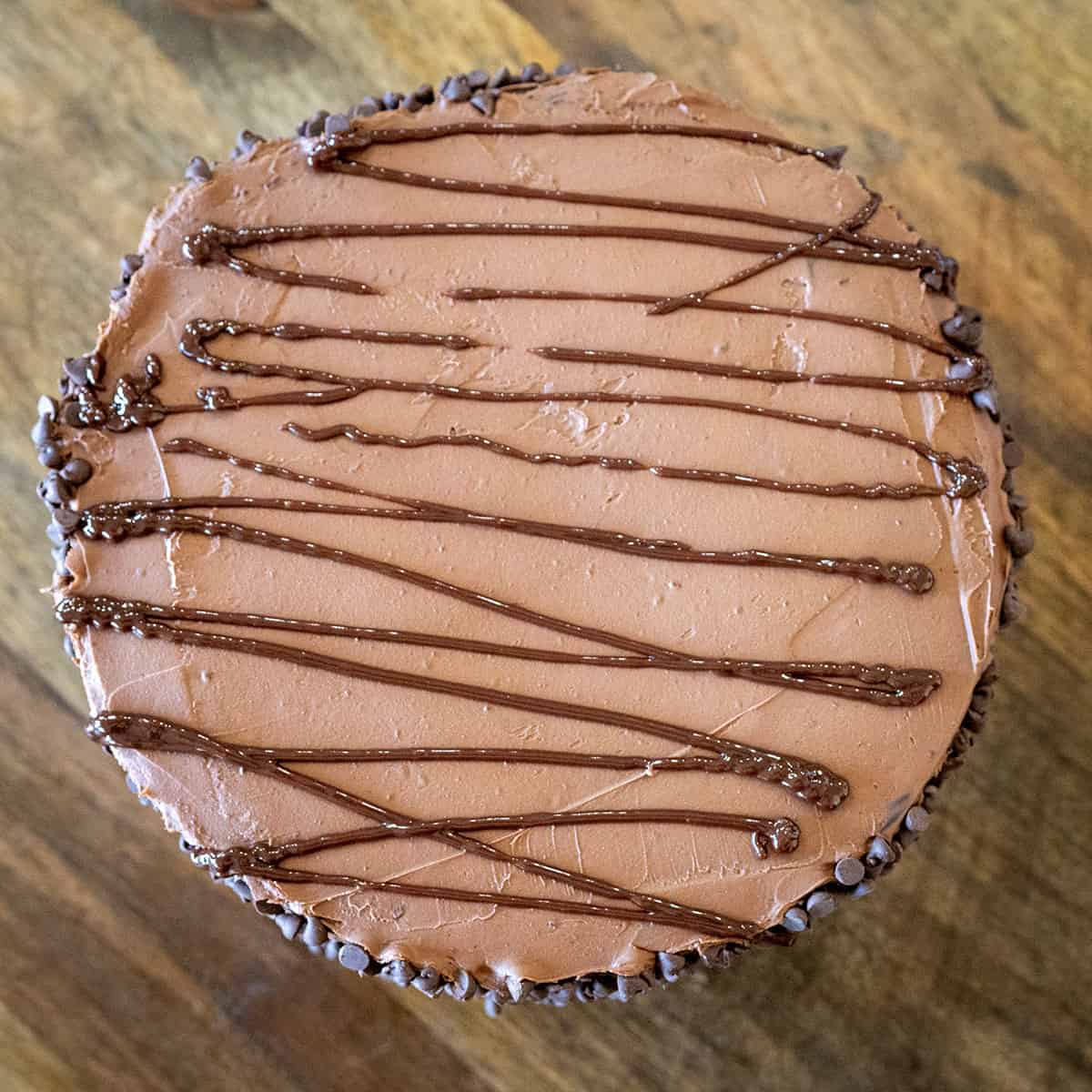 chocolate drizzle on cake.